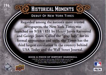 2009 Upper Deck A Piece of History #196 Debut of New York Times Back