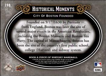 2009 Upper Deck A Piece of History #198 City of Boston Founded Back
