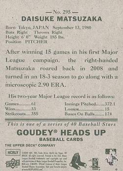 2009 Upper Deck Goudey #295 Daisuke Matsuzaka Back