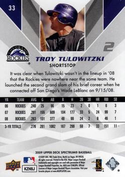 2009 Upper Deck Spectrum #33 Troy Tulowitzki Back