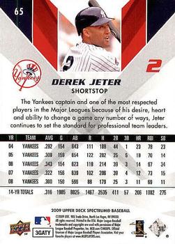 2009 Upper Deck Spectrum #65 Derek Jeter Back