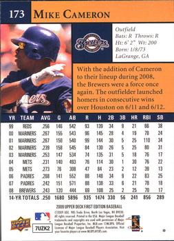 2009 Upper Deck First Edition #173 Mike Cameron Back