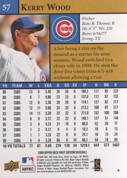 2009 Upper Deck First Edition #57 Kerry Wood Back
