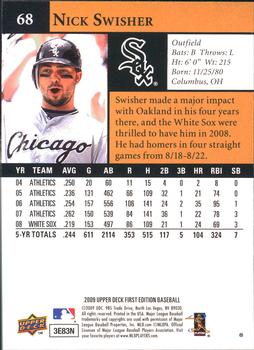 2009 Upper Deck First Edition #68 Nick Swisher Back
