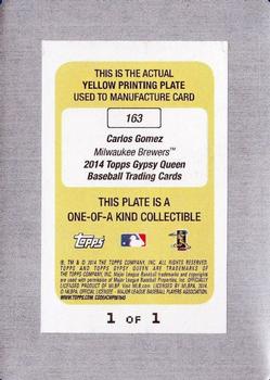 2014 Topps Gypsy Queen - Printing Plates Yellow #163 Carlos Gomez Back