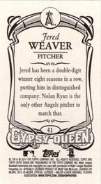 2014 Topps Gypsy Queen - Mini #41 Jered Weaver Back
