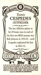 2014 Topps Gypsy Queen - Mini #56 Yoenis Cespedes Back
