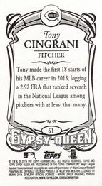 2014 Topps Gypsy Queen - Mini #61 Tony Cingrani Back