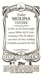 2014 Topps Gypsy Queen - Mini #62 Yadier Molina Back