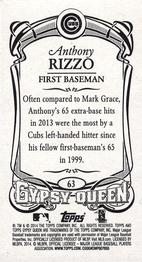 2014 Topps Gypsy Queen - Mini #63 Anthony Rizzo Back