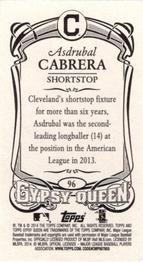 2014 Topps Gypsy Queen - Mini #96 Asdrubal Cabrera Back