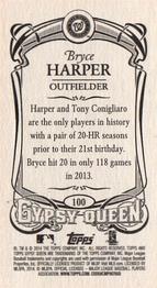 2014 Topps Gypsy Queen - Mini #100 Bryce Harper Back