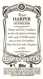 2014 Topps Gypsy Queen - Mini #100 Bryce Harper Back