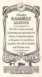 2014 Topps Gypsy Queen - Mini #105 Hanley Ramirez Back