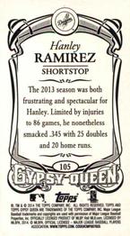 2014 Topps Gypsy Queen - Mini #105 Hanley Ramirez Back