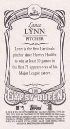 2014 Topps Gypsy Queen - Mini #108 Lance Lynn Back