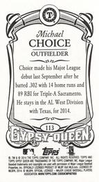 2014 Topps Gypsy Queen - Mini #113 Michael Choice Back