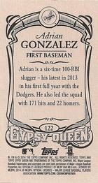 2014 Topps Gypsy Queen - Mini #122 Adrian Gonzalez Back