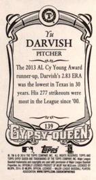 2014 Topps Gypsy Queen - Mini #139 Yu Darvish Back