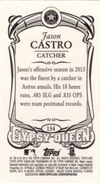 2014 Topps Gypsy Queen - Mini #154 Jason Castro Back