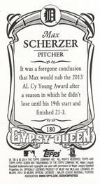 2014 Topps Gypsy Queen - Mini #180 Max Scherzer Back