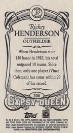 2014 Topps Gypsy Queen - Mini #200 Rickey Henderson Back
