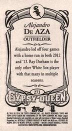 2014 Topps Gypsy Queen - Mini #273 Alejandro De Aza Back