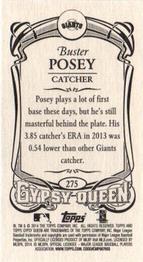 2014 Topps Gypsy Queen - Mini #275 Buster Posey Back