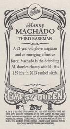 2014 Topps Gypsy Queen - Mini #280 Manny Machado Back