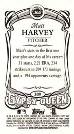 2014 Topps Gypsy Queen - Mini #309 Matt Harvey Back