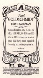 2014 Topps Gypsy Queen - Mini #311 Paul Goldschmidt Back