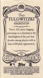 2014 Topps Gypsy Queen - Mini #74 Troy Tulowitzki Back