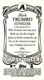 2014 Topps Gypsy Queen - Mini #192 Mark Trumbo Back