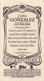 2014 Topps Gypsy Queen - Mini #207 Carlos Gonzalez Back