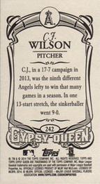 2014 Topps Gypsy Queen - Mini #242 C.J. Wilson Back