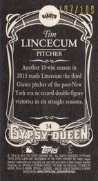 2014 Topps Gypsy Queen - Mini Black #54 Tim Lincecum Back