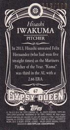 2014 Topps Gypsy Queen - Mini Black #67 Hisashi Iwakuma Back