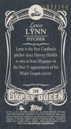 2014 Topps Gypsy Queen - Mini Black #108 Lance Lynn Back