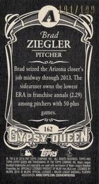 2014 Topps Gypsy Queen - Mini Black #162 Brad Ziegler Back