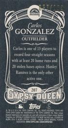 2014 Topps Gypsy Queen - Mini Black #207 Carlos Gonzalez Back