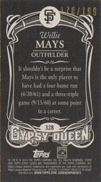 2014 Topps Gypsy Queen - Mini Black #328 Willie Mays Back