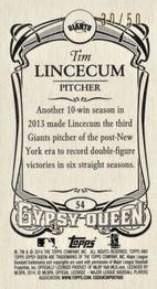 2014 Topps Gypsy Queen - Mini Sepia #54 Tim Lincecum Back