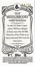 2014 Topps Gypsy Queen - Mini Sepia #345 Will Middlebrooks Back