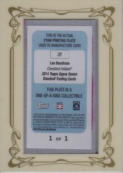 2014 Topps Gypsy Queen - Mini Framed Printing Plates Cyan #28 Lou Boudreau Back