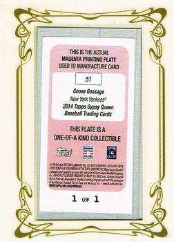 2014 Topps Gypsy Queen - Mini Framed Printing Plates Magenta #51 Goose Gossage Back