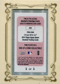 2014 Topps Gypsy Queen - Mini Framed Printing Plates Magenta #305 Chris Sale Back