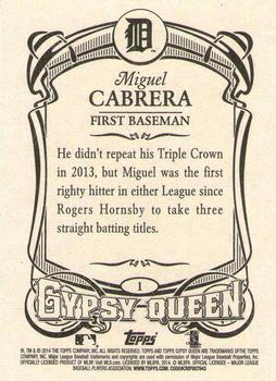 2014 Topps Gypsy Queen - Framed Blue #1 Miguel Cabrera Back