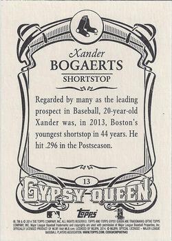 2014 Topps Gypsy Queen - Framed Blue #13 Xander Bogaerts Back