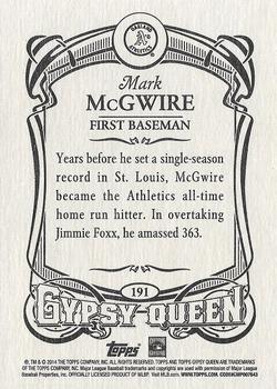 2014 Topps Gypsy Queen - Framed Blue #191 Mark McGwire Back