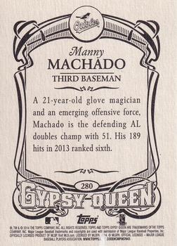 2014 Topps Gypsy Queen - Framed Blue #280 Manny Machado Back